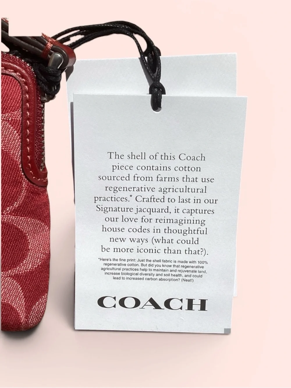 Coach Corner Zip Wristlet in Signature Denim/TrueRed, NWT